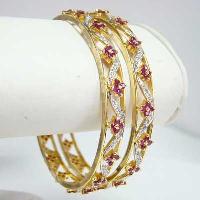 Diamond Studded Gold Bangles