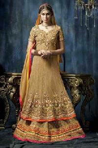 NET BEIGE WEDDING ANARKALI SUIT - KES 12001