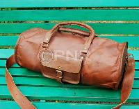 Leather Round Duffel Bag