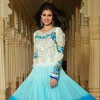 White Blue Anarkali Dress