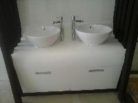 solid surface cladded vanity counter