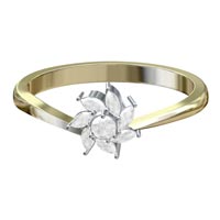 Flower Shape Marquis and Round CZ Stud Diamond Sterling Silver ring