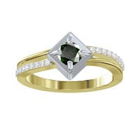 Green Gemstone Stud Solitaire Sterling Silver ring