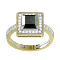 Green Princess Gemstone Stud CZ Diamond Stud Sterling silver ring