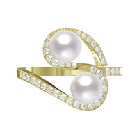 Shish Jewels Two Pearl Set Sterling Silver Ring