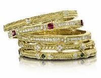 diamond studded gold bangle