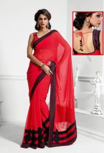 Fancy Red Embroidered Saree