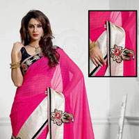 Luscious Pink Embroidered Saree