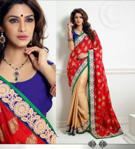 Red Embroidered Saree