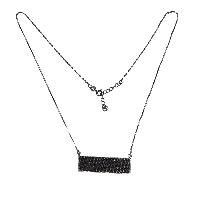 Black Spinel Gemstone 925 Silver Rectangle Bar Necklace