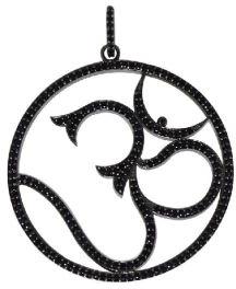 Black Spinel Om God Religious 925 Silver Pendant