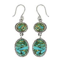 Genuine Turquoise Gemstone 925 Silver Dangle Earring