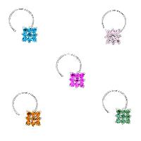 Multi CZ Gemstone 925 Sterling Silver Pack Of 5 Nose Pin For Girls