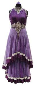 New Latest Designer Netted Shaded Purple Indo Western