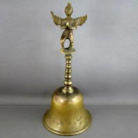 Brass Hindu Temple Bell Garuda Mounted Rare