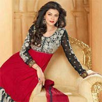 Traditional Red Black Anarkali Suit