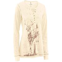 Ladies Long Sleeve Waffle T-shirt with Chest Print