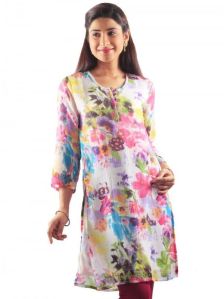 Uptowngaleria White Chiffon Kurti