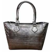 Ladies Silver Foiled Leather Handbag