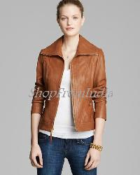 Custom Made Women Lamb Brown Leather Jacket