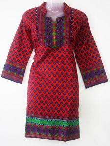 Cotton Cambric Printed Kurtis with Collar Neck