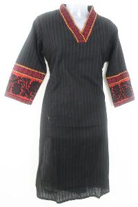 V Embroidry Neck Style Dobby Kurti