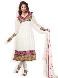 White Geogette Semi Stitched Anarkalies