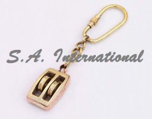 Nautical Brass Pulley Key Chain