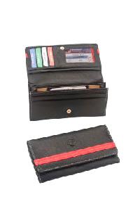 Red Striped Leather Wallet