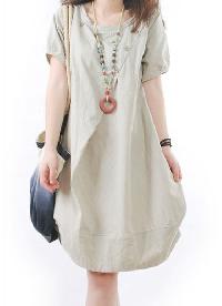 White Linen Regular Wear Women Dress