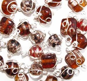 Wire Wrapped Glass Beads