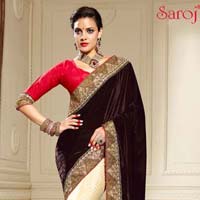 Stylish velvet saree