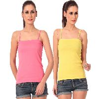 Womens Pink n Yellow Camisoles, Spaghetti Strap Tank Tops