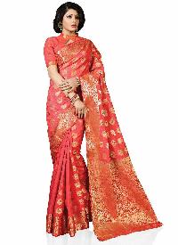 Red Colour Woven Art Tussar Silk Saree