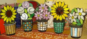 Flowers Planters Glass Mosaic