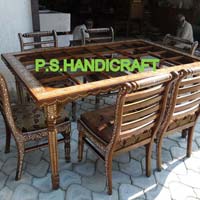 Wooden Inlaid Dining Table Set