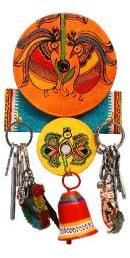 Warli Work Bell Single Plate Key Ring Holder