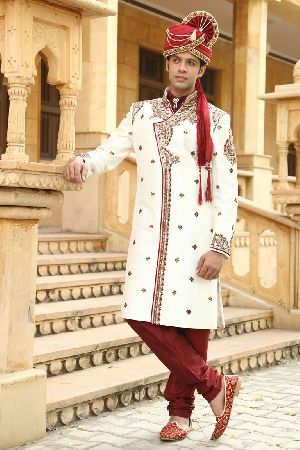 Classic Kedia Style White Sherwani