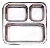 three compartment steel trays