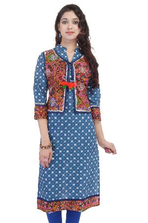 Crazora Blue Cotton Kurtis