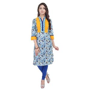 Blue Printed Cotton Kurtis