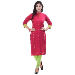 Red Plain Cotton Kurtis