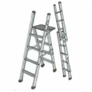 ALUMINIUM Stool Cum Straight Folding Ladder