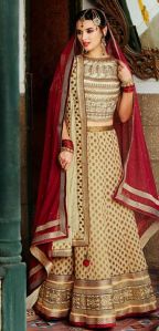 Off White & Red Designer Lehenga Choli