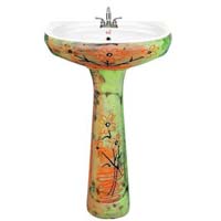 Vitrose Mat Printed Pedestal Wash Basin