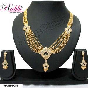 Gold Plated Necklace Set (NKGPFRRUBI)