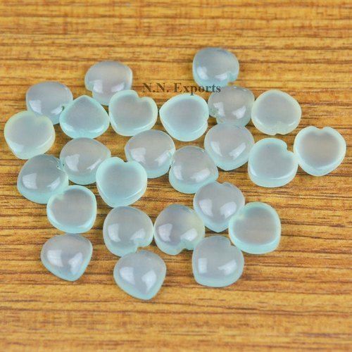 Aqua Chalcedony Cabochon Heart Gemstones