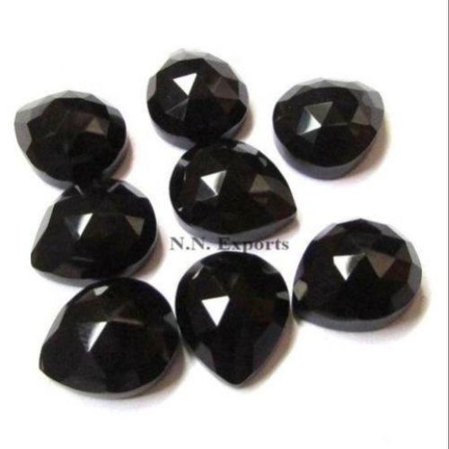 Black Onyx Rose Cut Pear Gemstone