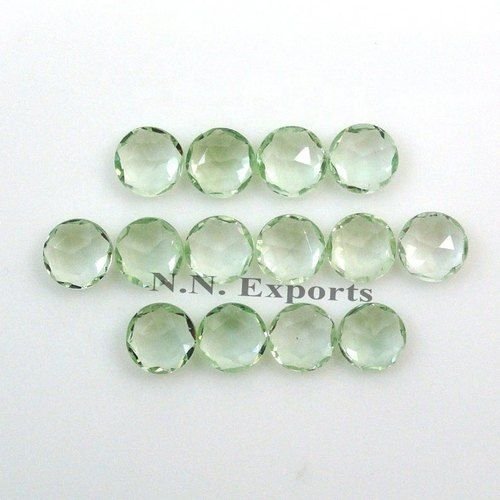 Green Amethyst Rose Cut Round Gemstones
