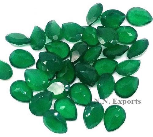 Green Onyx Faceted Pear Gemstone